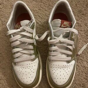 Nike Air White and Olive Sneakers